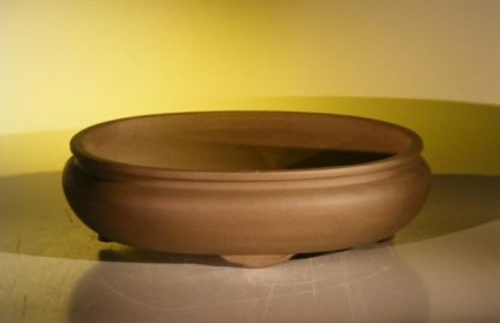 Tan Unglazed Ceramic Bonsai Pot - Oval14.125" x 11.0" x 4.0"