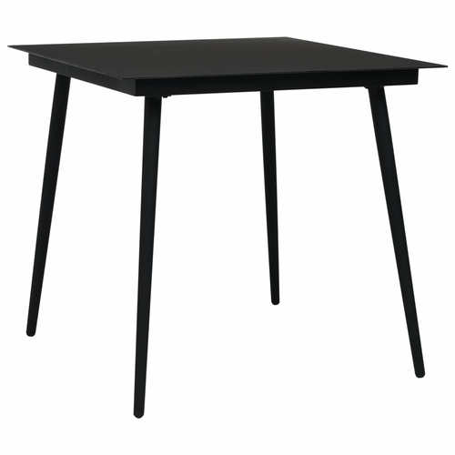 Garden Dining Table Black 31.5"x31.5"x29.1" Steel and Glass