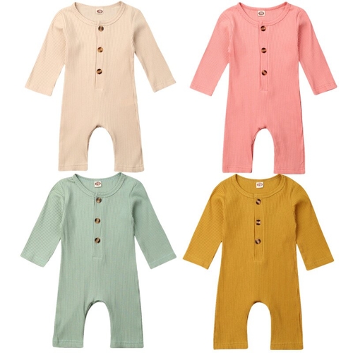 0 18M Baby Solid One piece Romper Newborn Babies