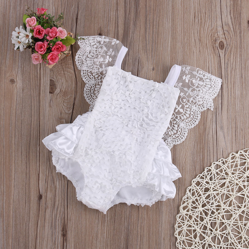 Cotton Bow Cute White Baby Girl Romper Cake