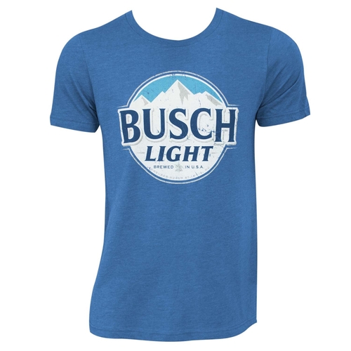 Busch 44154-Medium Busch Light Mens Heather Blue Round Logo T-Shirt - 