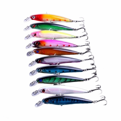 10pcs/set Minnow Fishing Lures Rattles Floating