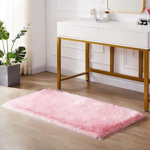 CottonFry Faux Long Pile Fluffy Fur Rugs Bedroom Furry Carpet