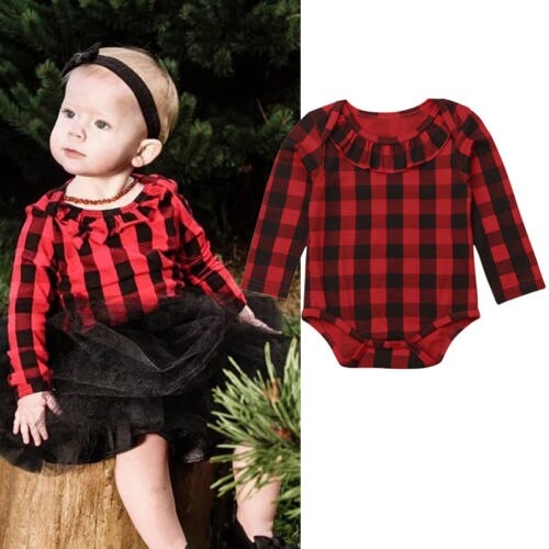 Casual Baby Girls Clothes Christmas Plaids