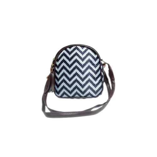 Cotton Printed Ladies Sling Bag With Adjustable Brown Strap