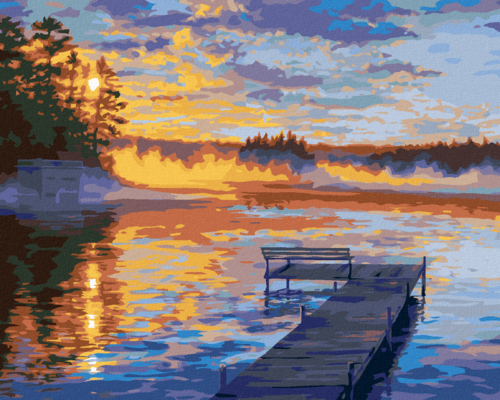 Zuty - Paint by Numbers - PIER BY THE LAKE (DARRELL BUSH), 40x50 cm