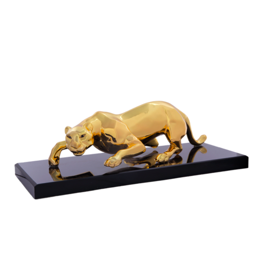 golden Panther Statue  (SIZE) 9.5 inch (COLOR) GOLDEN