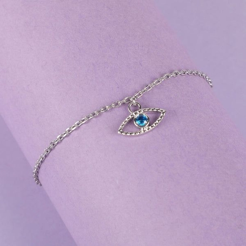 Sterling Silver Evil Eye Bella Bracelet Adjustable