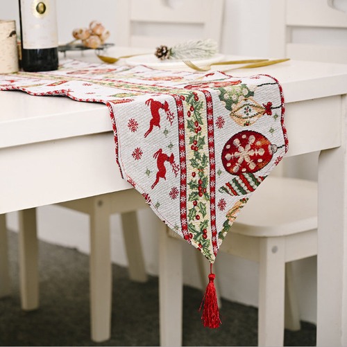 Christmas Table Runner thickened knitted Dining Tablecloth Xmas Party