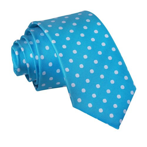 Polka Dot Slim Tie - Robin's Egg Blue
