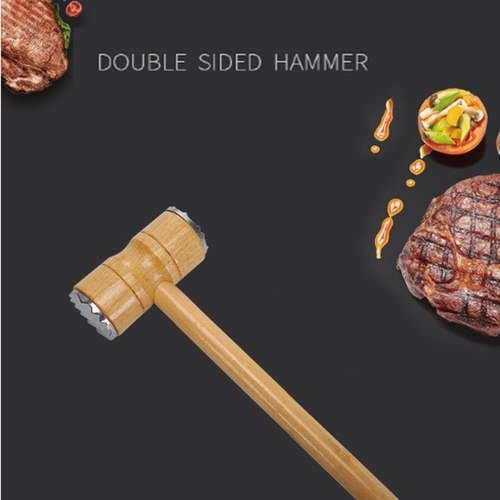 Stainless Steel Wooden Double-Sided Hammer Meat