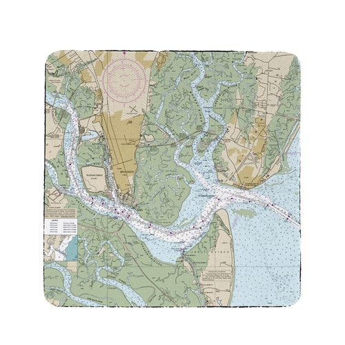 Betsy Drake CT11506 St Simons Sound, GA Nautical Map Coaster - Set