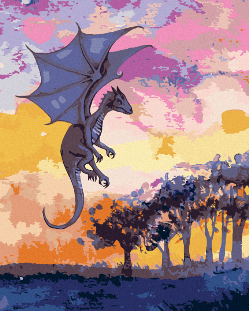 Paint by Numbers - PURPLE DRAGON AND SUNSET