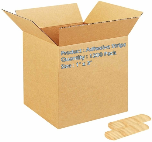 Case of 1200 Adhesive Strips 1" x 3". Adhesive Bandages for Wound