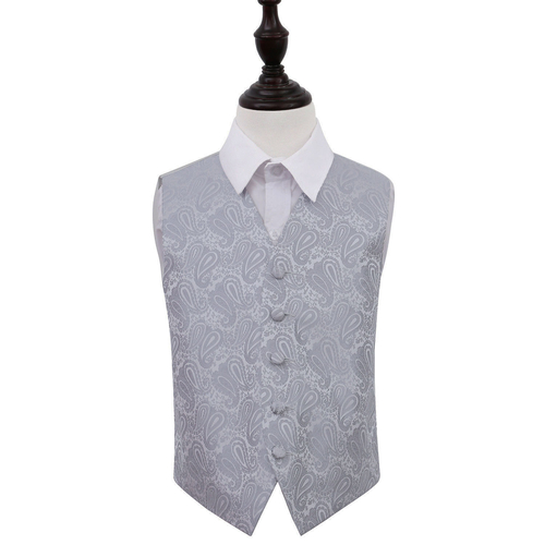 Paisley Waistcoat - Boys - Silver, 34'