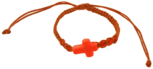 Solid Rock Jewelry 144817 Orange Cotton Adjustable Friendship with Cro