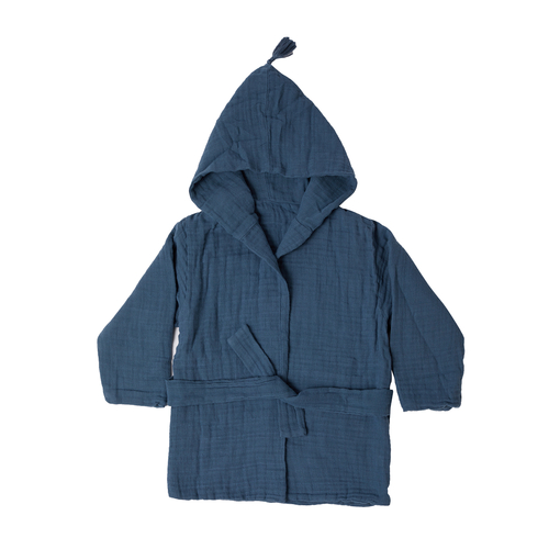 OrganicEra Muslin Bathrobe,Indigo