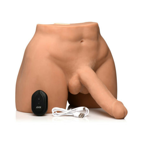 Jock Vibrating & Squeezing Male Masturbator with Posable 7 in. Dildo