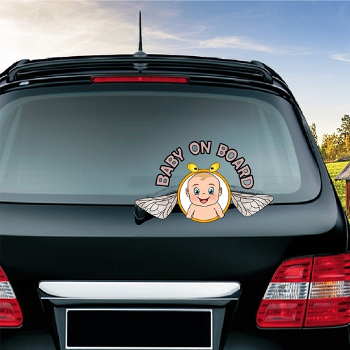 Baby On Board Cute Waving Wiper Decals PVC