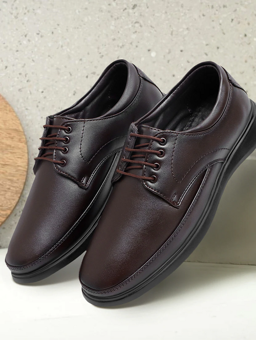 Men Black Lace-Up Derby (Size-UK-10) (Color-BLACK)