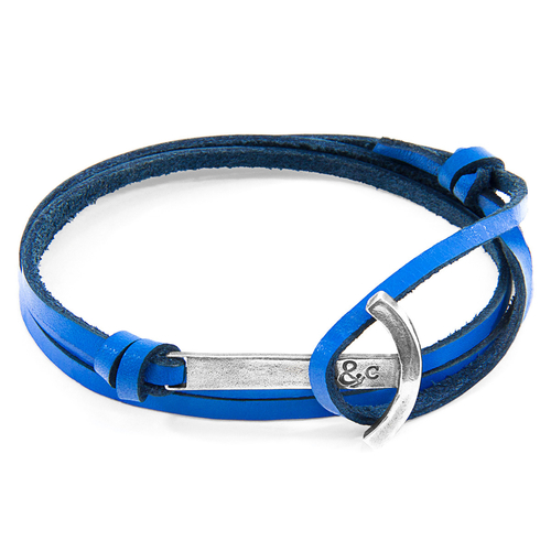 Royal Blue Clipper Silver & Leather Bracelet