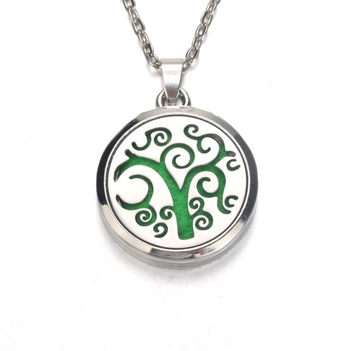 Silver Aroma tree of Life Diffuser Necklace