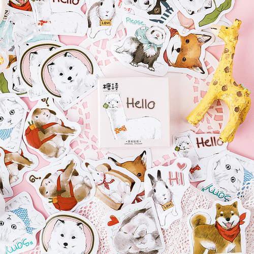 45PCS/PACK Shiba Inu Cat Rabbit Sticker