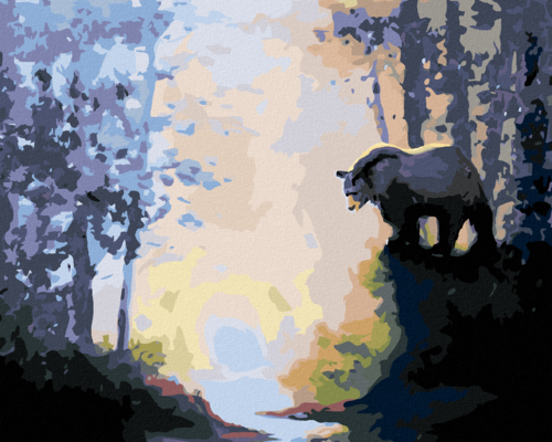 Zuty - Paint by Numbers - BEAR BY THE RIVER IN THE FOREST AND THE