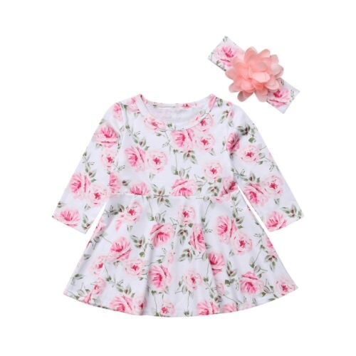 Fashion Toddler Kids Baby Girls Flower Long