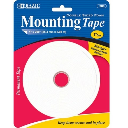 Bazic 980  1" X 200" Double Sided Foam Mounting Tape  Case o