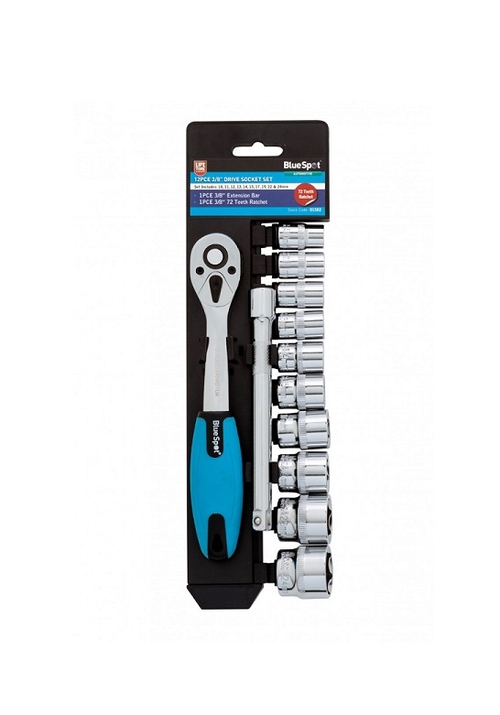 BlueSpot 12 Pce 3/8" Ratchet & Socket Set