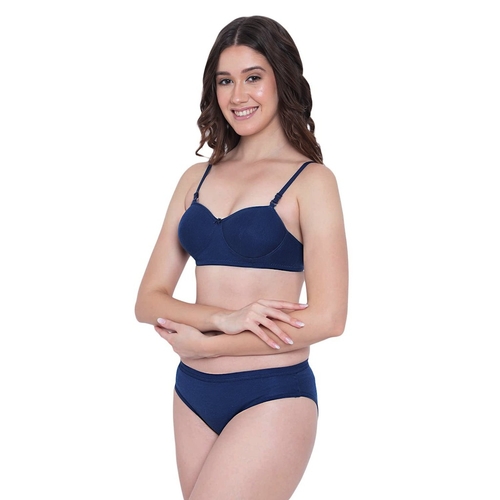 Women’s Cotton Honeymoon Balconette Lightly Padded Bra Panty Set Women