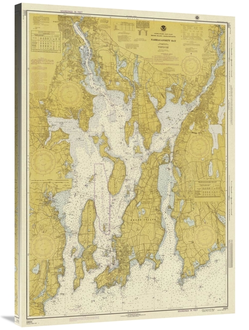 Global Gallery GCS-450539-40-142 40 in. Nautical Chart - Narragansett 