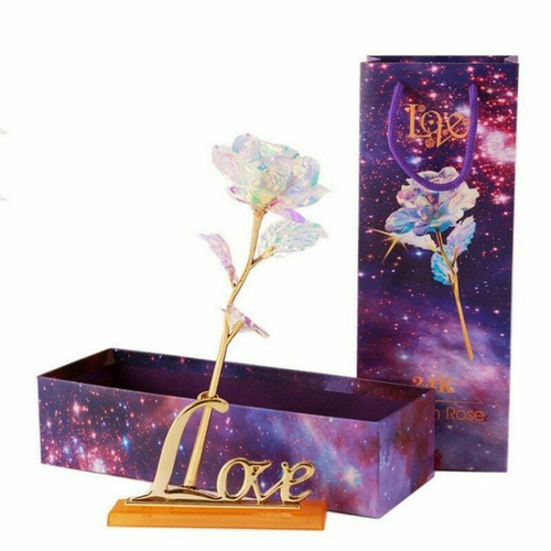 New Romantic Galaxy Rose with Love Base Stand Gift