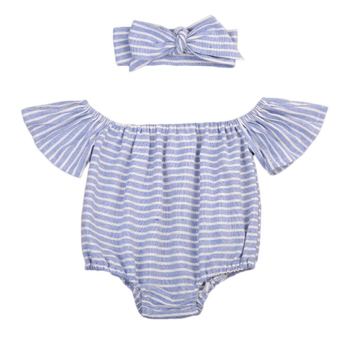 Pudcoco Newborn Baby Girls Striped Off Shoulder