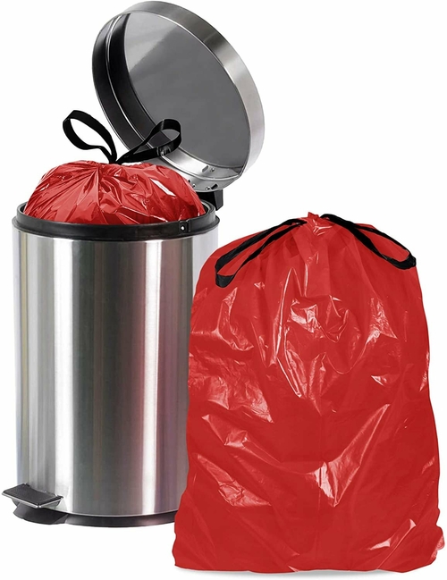 Pack of 100 Red Liners with Draw Tape 40 x 42.5. Low Density