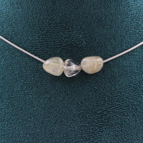 Golden Rutile Quartz from Brazil 3 beads necklace.
