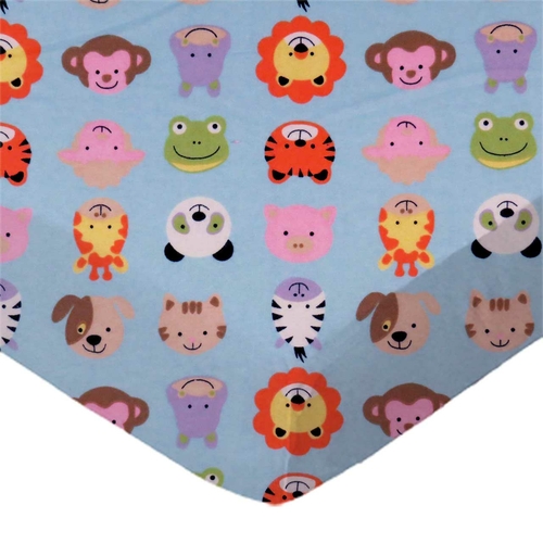 SheetWorld Fitted Cradle Sheet - 100% Cotton Flannel - Animal Faces