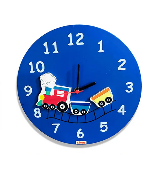 Choo Choo Train Clock Dark Blue