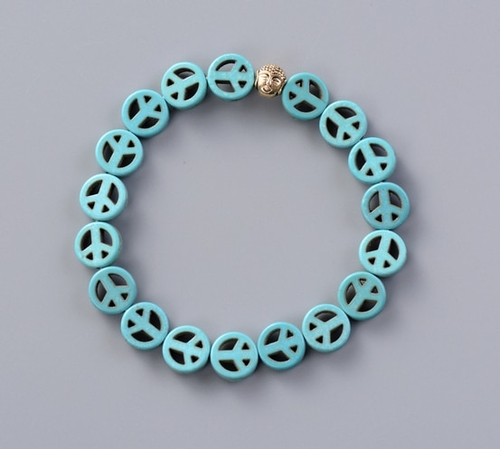 Boho Stones Peace Sign Buddha Charm Stretch