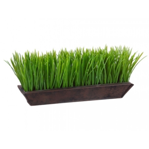 Allstate Floral LPG324-GR 6 in. Hx13 in. W Grass in Rectangular Tin Pl