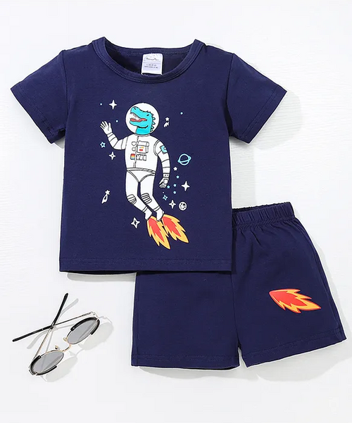 Half Sleeves T-Shirt & Shorts Set Space Print (Size-4-5YEAR)