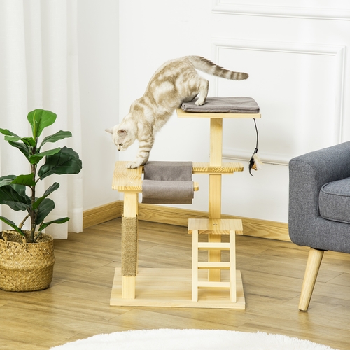 PawHut 25.5" Cat Tree Kitty Activity Center Pinewood Cat Climbing Toy