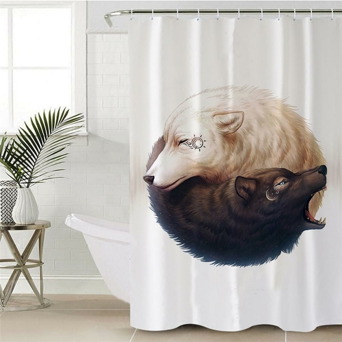 Yin and Yang Wolf Shower Curtain