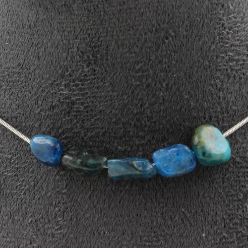 Blue Apatite from Brazil 5 beads necklace.