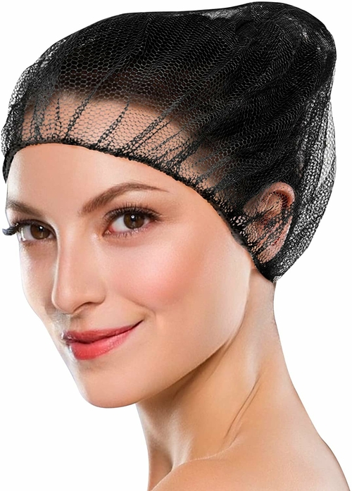 100 Pack Black Micro Nylon Hairnets. 21” Size Disposable Black