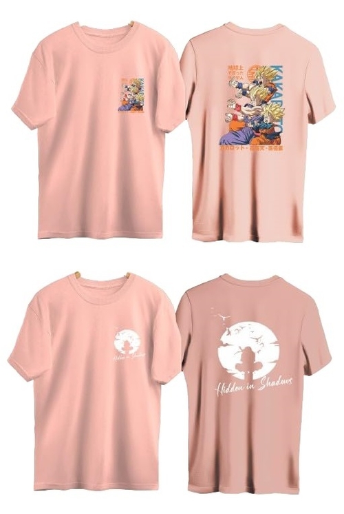 Combo Of 2 Mens Anime Character Printed Cotton Round Neck Half Sleeves