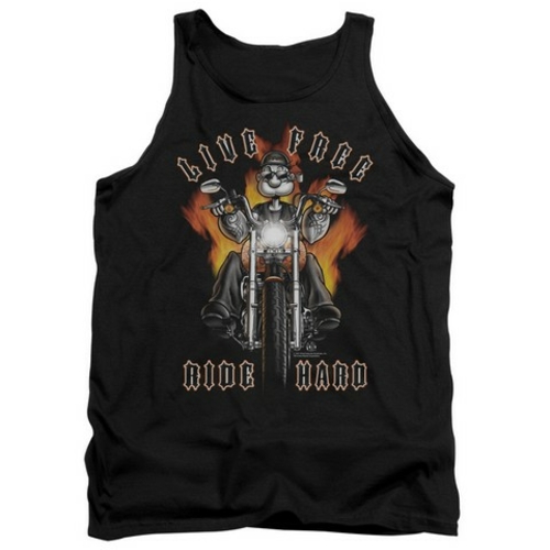 Trevco Popeye-Ride Hard Adult Tank Top, Black - 2X