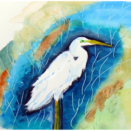Betsy Drake KT399 16 x 25 in. Great Egret Right Kitchen Towel