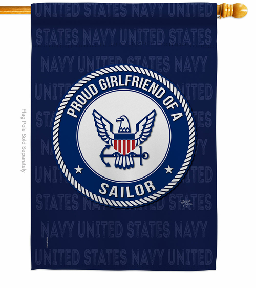 Breeze Decor H108547-BO Proud Girlfriend Sailor House Flag Armed Force